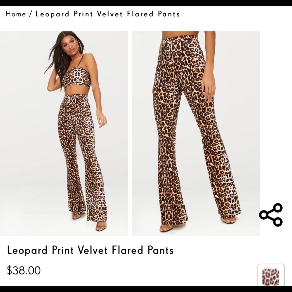 Pretty Little Thing Leopard Velvet Flared Pants